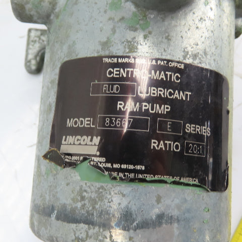 Lincoln 83667 Centro-Matic Fluid Grease Lubricant Ram Pump 20:1 Ratio (BROKEN)