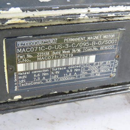 Indramat 223138 MAC071C-0-US-3-C/095-B-0/S001 AC Servo Motor 2000RPM IP65