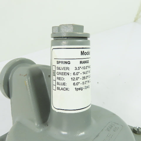 Sensus 496 1" NPT Gas Pressure Regulator Green Spring 6-14"WC 1/2" Orifice