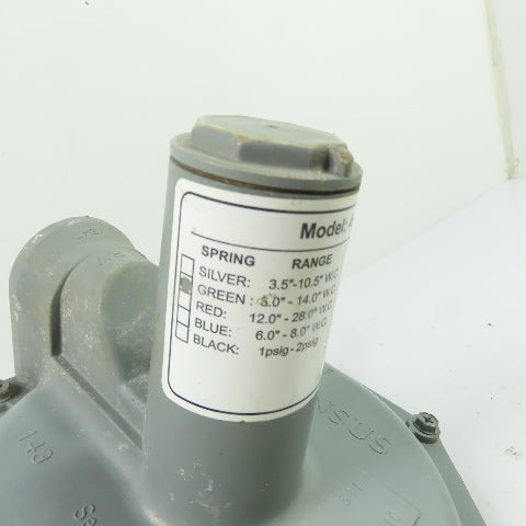 Sensus 143-80 1" Gas Pressure Regulator Green 3.5-10.5" WC 3/16" Orifice 125PSI
