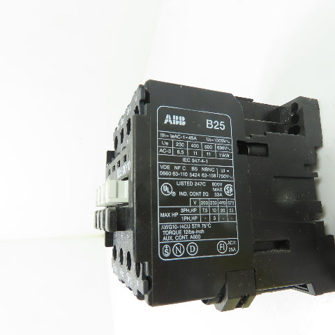 ABB B25-30-10 45A 3-Pole IEC Contactor 110/120V Coil 600V