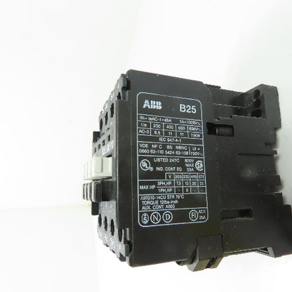 ABB B25-30-10 45A 3-Pole IEC Contactor 110/120V Coil 600V