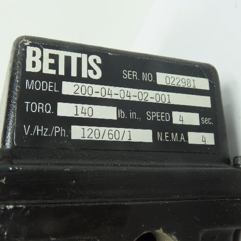 Bettis 200-04-04-02-001 120VAC Valve Actuator Speed 4Sec Torque 140