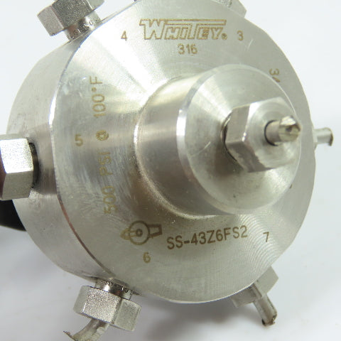Whitey SS-43Z6FS2 7-Way 316 Stainless Steel Ball Valve 500PSI