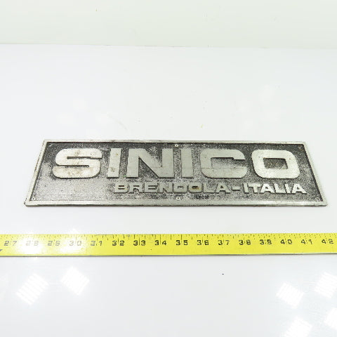 SINICO Cast Aluminum Machine Builder Nameplate Sign 15-1/2" x 4-1/4"