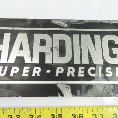 Hardinge N/A Cast Machine Builder Nameplate Sign 9-3/4" x 4-1/2"