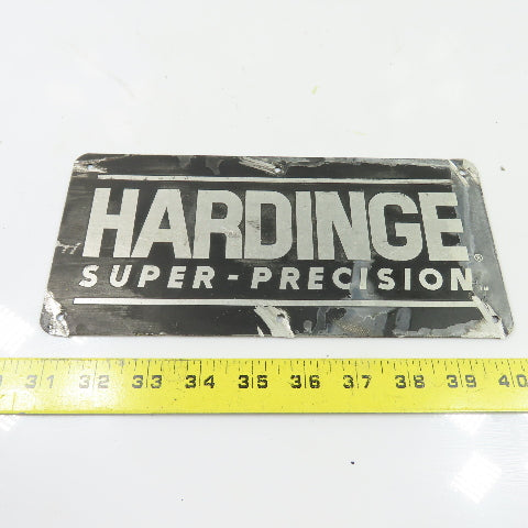 Hardinge N/A Cast Machine Builder Nameplate Sign 9-3/4" x 4-1/2"