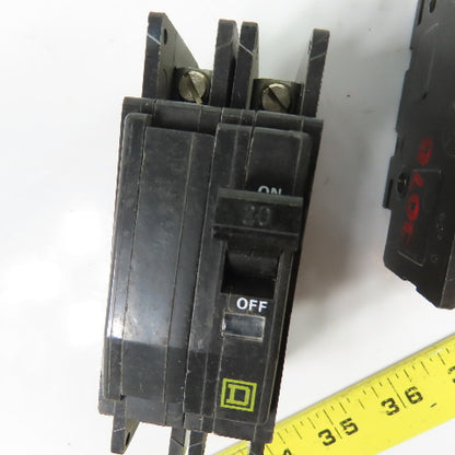 Square D QOU220 20A 2-Pole Miniature Circuit Breaker 120/240V HACR Lot Of 2