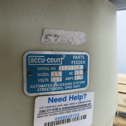 Accu-Count Model 15 Vibratory Parts Feeder Bowl 117V W/ Accu-Count 124 Autobag