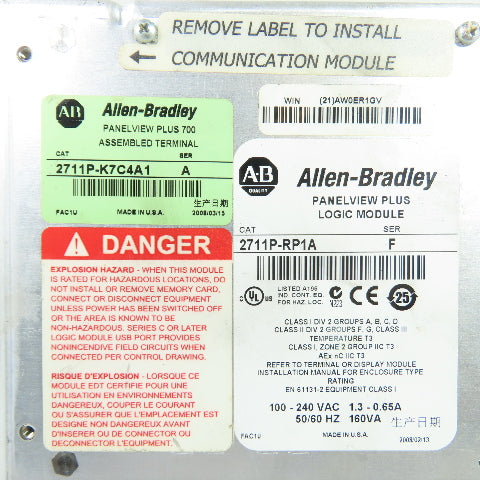 Allen-Bradley 2711P-K7C4A1 PanelView Plus 700 HMI Operator Interface 100-240VAC