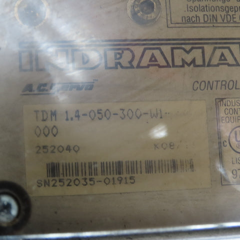 Indramat TDM 1.4-050-300-W1-000 AC Servo Controller 300VDC 50A