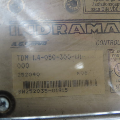 Indramat TDM 1.4-050-300-W1-000 AC Servo Controller 300VDC 50A