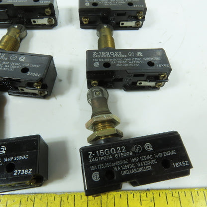 Omron Z-15GQ22 15A Roller Plunger Limit Switch 125/250/480VAC Lot Of 12