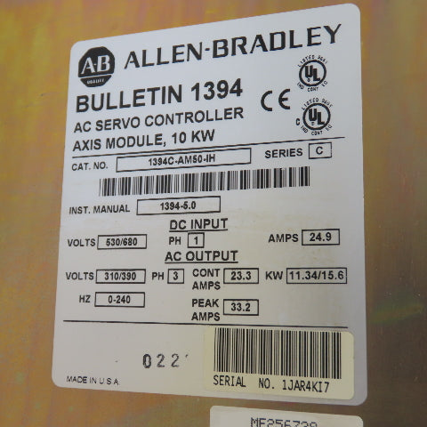 Allen-Bradley 1394C-AM50-IH 10KW AC Servo Controller Axis Module(Broken Plastic)