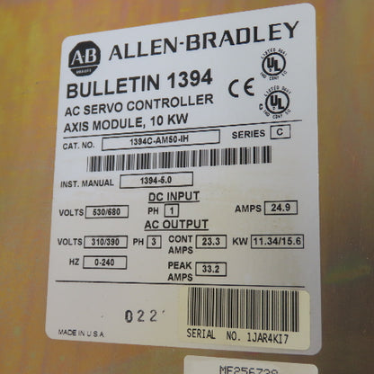 Allen-Bradley 1394C-AM50-IH 10KW AC Servo Controller Axis Module(Broken Plastic)