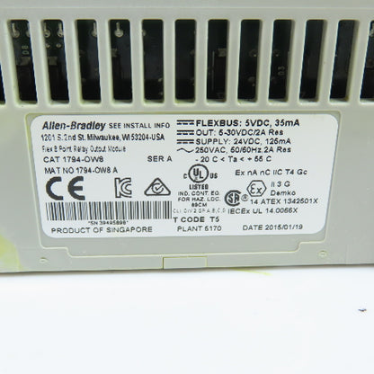 Allen-Bradley 1794-OW8 Ser A Flex I/O 8-Point Relay Output Module 24VDC