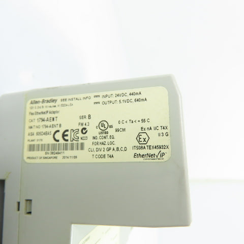 Allen-Bradley 1794-AENT Flex I/O EtherNet/IP 10/100 Adapter 24VDC Ser B F/W 4.3