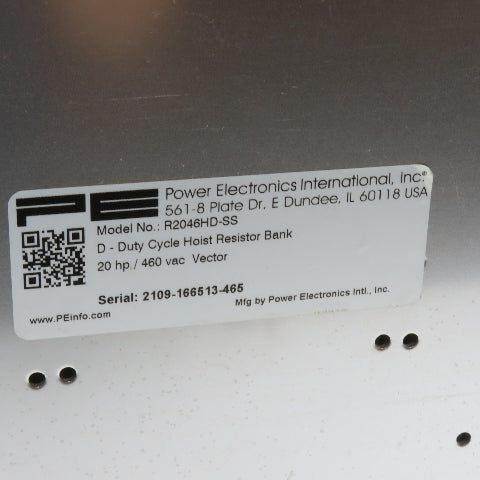 Power Electronics R2046HD-SS D-Duty Cycle Hoist Resistor Bank 20 HP 460V Vector