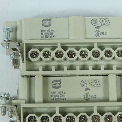 Harting 09 33 016 2701 09 33 016 2601 16-Pin M/F Insert Connector Set 500V