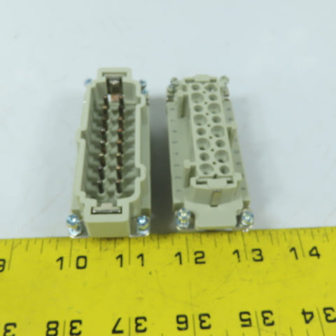 Harting 09 33 016 2701 09 33 016 2601 16-Pin M/F Insert Connector Set 500V
