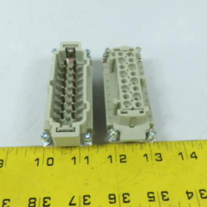 Harting 09 33 016 2701 09 33 016 2601 16-Pin M/F Insert Connector Set 500V