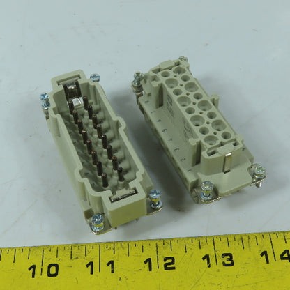 Harting 09 33 016 2701 09 33 016 2601 16-Pin M/F Insert Connector Set 500V