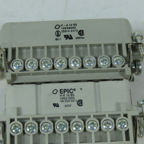 EPIC 10530000/10531000 H-A 16 SS/BS 16-Pin Male & Female Connector Set 600V