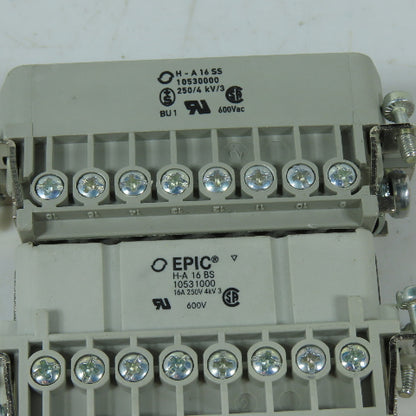 EPIC 10530000/10531000 H-A 16 SS/BS 16-Pin Male & Female Connector Set 600V
