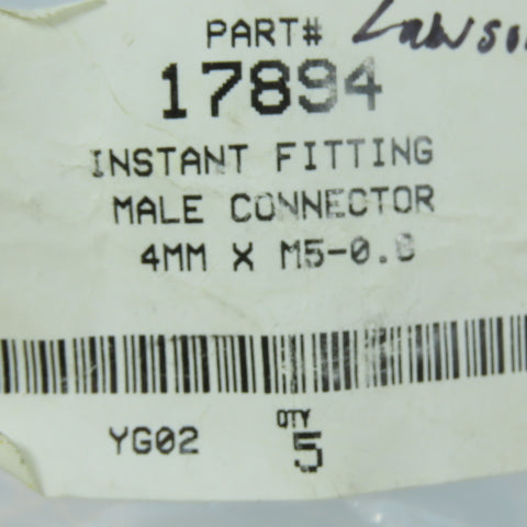SKF 17894 4mm 5/32 Push To Connect M5 Threaded Fitting Lot Of 5