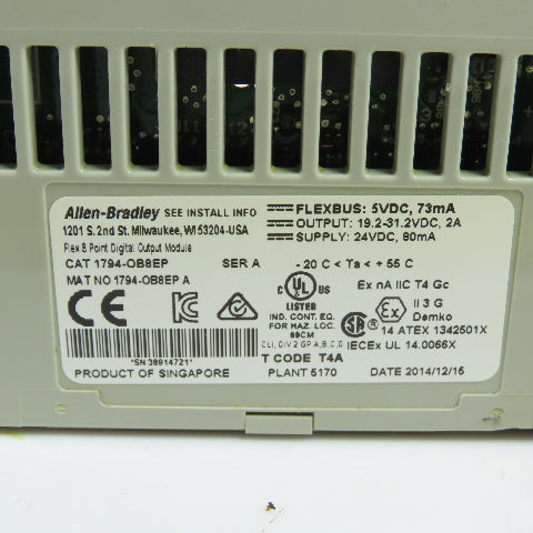 Allen-Bradley 1794-OB8EP Flex I/O 8-Point 24VDC Output Module Ser A W/ Base