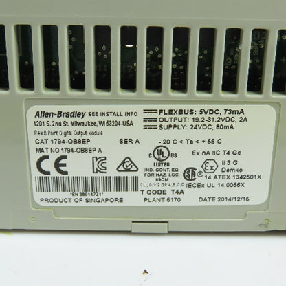 Allen-Bradley 1794-OB8EP Flex I/O 8-Point 24VDC Output Module Ser A W/ Base