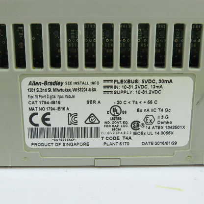 Allen-Bradley 1794-IB16 Flex I/O 16 Point 24VDC Sink Input Module W/ 1794-TB3