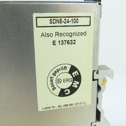 Sola SDN5-24-100 Power Supply 24VDC/5A Output 115/230VAC Input