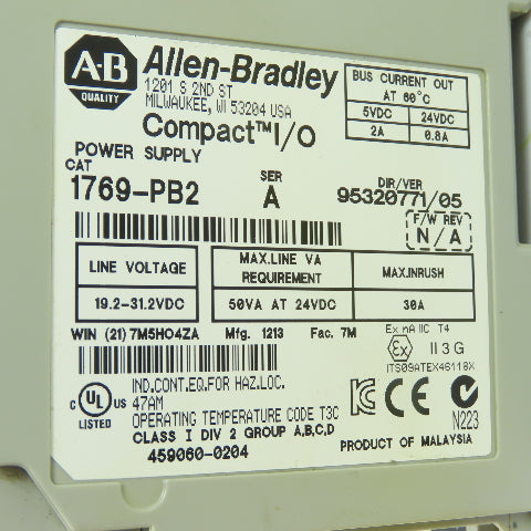 Allen-Bradley 1769-PB2 Compact I/O Power Supply 24VDC Ser A