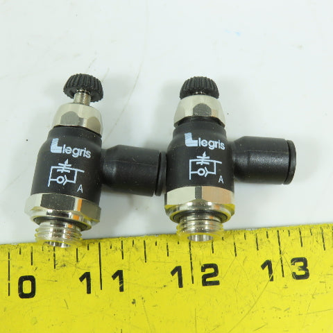 Legris N/A 8mm Tube x 1/4"NPT Right Angle Flow Control Valve Lot Of 2
