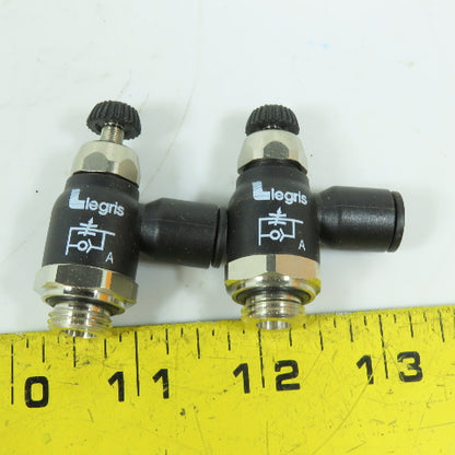 Legris N/A 8mm Tube x 1/4"NPT Right Angle Flow Control Valve Lot Of 2