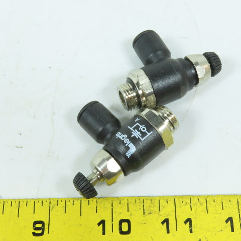 Legris N/A 8mm Tube x 1/4"NPT Right Angle Flow Control Valve Lot Of 2