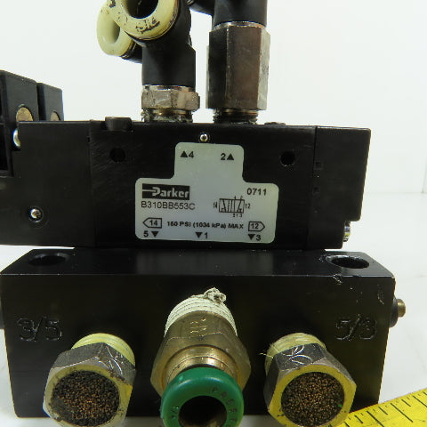 Parker B310BB553C 4-Way 2-Position Double Solenoid Pneumatic Valve 120VAC