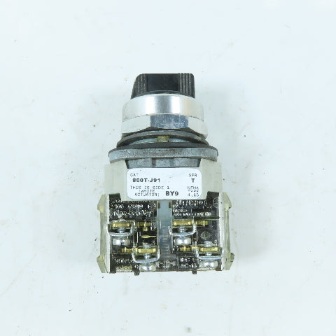 Allen-Bradley 800T-J91 3-Position Spring Return Knob Selector Switch 600V