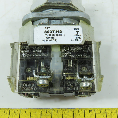 Allen-Bradley 800T-XD1 800T-H2 2-Position Rotary Selector Switch 600V