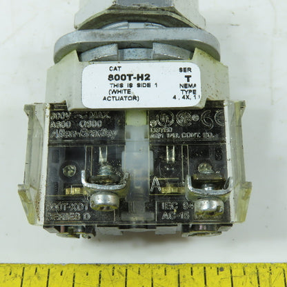 Allen-Bradley 800T-XD1 800T-H2 2-Position Rotary Selector Switch 600V