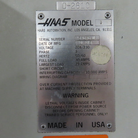 Haas VF-3 3 Axis Vertical Machining Center 20 Tool Turret 208-230V 3Ph 15Hp