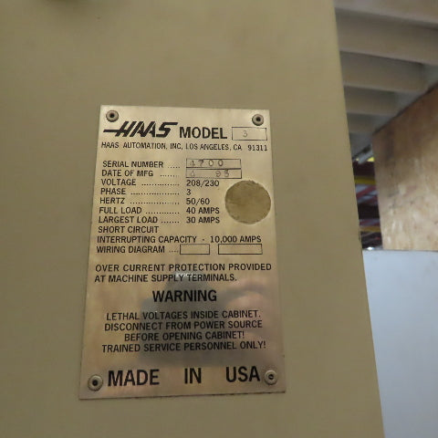 Haas VF-3 3 Axis Vertical Machining Center 20 Tool Turret 208-230V 3Ph 20Hp