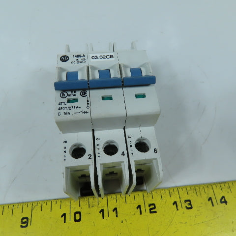 Allen-Bradley 1489-A3C160 16A 3-Pole Miniature Circuit Breaker 480Y/277V