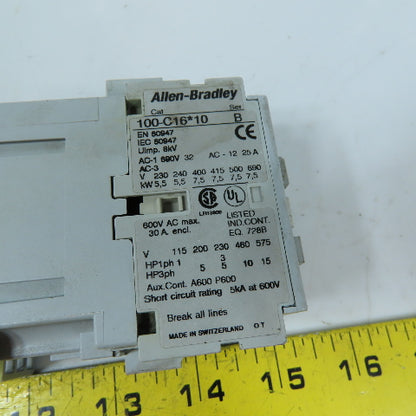 Allen-Bradley 100-C16*10 16A 3-Pole IEC Contactor 600V 110/120V Coil