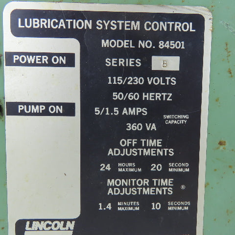 Lincoln 84501 Lubrication System Control Panel 115/230V