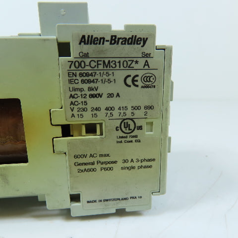 Allen-Bradley 700-CFM310Z 4-Pole IEC Control Relay 3NO/1NC 24VDC Coil 600VAC Max
