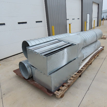 18" OD Galvanized Steel Duct Ductwork W/ 24" x 36" Damper 120" OAL Lot Of 4