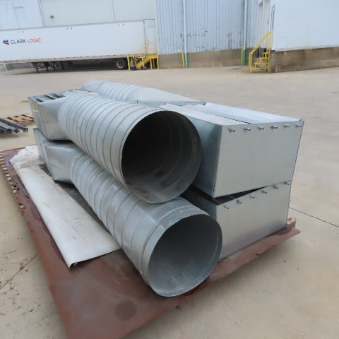 18" OD Galvanized Steel Duct Ductwork W/ 24" x 36" Damper 120" OAL Lot Of 4