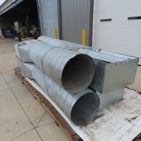 18" OD Galvanized Steel Duct Ductwork W/ 24" x 36" Damper 120" OAL Lot Of 4